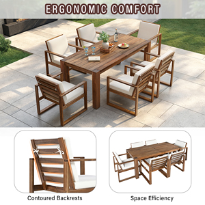 <span class=keywords><strong>Ensemble</strong></span> de table et de chaises de jardin en bois de <span class=keywords><strong>teck</strong></span> avec tissu en maille moderne pour salon, restaurant et cour - Product Image 4