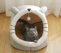 Maison pour chat semi-fermée, pliable, écologique, universelle quatre saisons, lavable, avec lit amovible pour animaux de compagnie, confortable pour les chats