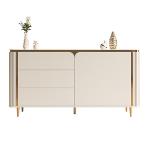 <span class=keywords><strong>Buffet</strong></span> de luxe moderne et léger en <span class=keywords><strong>bois</strong></span> massif et pierre avec 2 étagères et 3 tiroirs en acier inoxydable Meuble de rangement pour le salon - Product Image 6