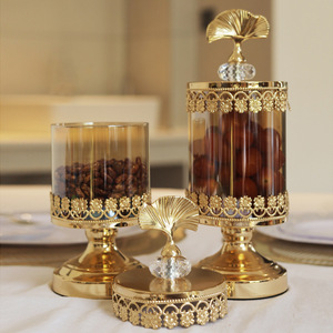 Contenitori in Vetro Dorato per Caffè, Caramelle, Tè, Zucchero, Barattoli per Conservazione, Decorazione per Feste con Frutta Secca, Scatola in Vetro per Conservazione - Product Image 2