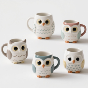 Pot de fleurs en céramique en forme de hibou. Conception personnalisée en 3D peinte à <span class=keywords><strong>la</strong></span> main avec trou de drainage pour plantes d'intérieur et succulentes. - Product Image 4