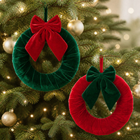 Couronne de Noël Rouge et Vert Foncé de 25 cm, Vente en Gros 2026, Pendentif de Noël de Haute Qualité, Populaire et Durable, Décoration pour Arbre de Noël