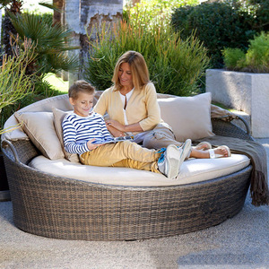 Giường nằm ngoài trời bằng mây thân thiện với môi trường, ghế tắm nắng bãi biển, đồ nội thất ngoài trời bằng mây có mái che, dạng lều nằm tròn - Product Image 5