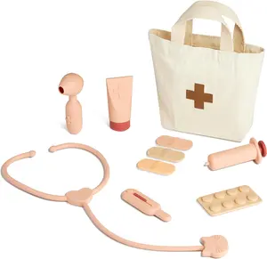 Ce认证婴儿硅胶医生游戏套装，护士包食品级安全教育角色扮演模拟医院学习玩具