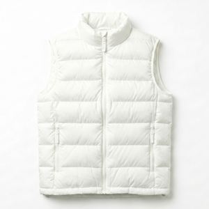Men's White Quilted Puffer Vest Stand Collar Zip Front Casual Winter Outerwear <b>Lightweight</b> Windproof Sleeveless <b>Gilet</b> - Product Image 1