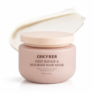 Masque capillaire réparateur en profondeur, biologique, végétalien, avec beurre de karité, crème nourrissante, traitement hydratant pour cheveux secs et abîmés, brillance saine - Product Image 1