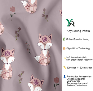 맞춤 만화 다람쥐 디지털 프린팅 100% 면 니트 원단 친환경 면 원단 티셔츠 여성 드레스용 - Product Image 2