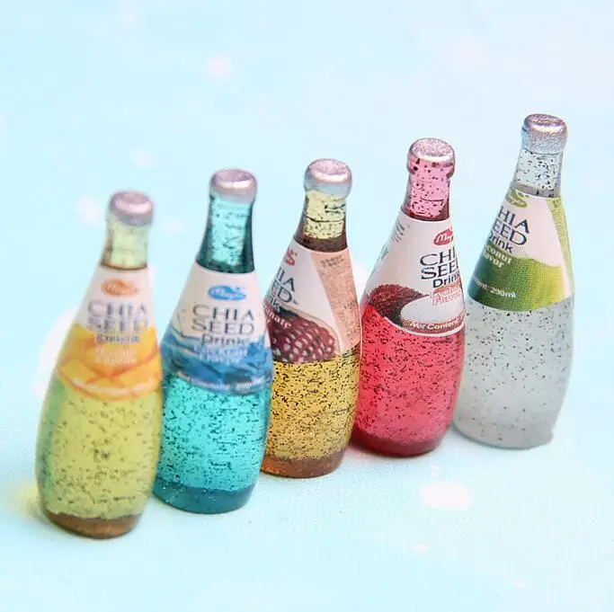 수지 시뮬레이션 미니 칵테일 맥주 병 매력 DIY 눈 액세서리 공예 어린이 장식품 장난감