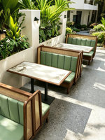 Ensemble de salle à manger pour restaurant Jiangmufang - Cadres en bois massif, dessus de table en marbre, mobilier commercial personnalisable pour restaurants