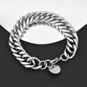 Hot Selling Hiphop Popular Design Thick <b>Chain</b> Bracelet <b>Titanium</b> Steel Silver Plated Fashion Unisex's Bracelets Simple Jewelry - Product Image 1