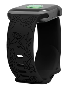 Cinturini con Incisioni Floreali Compatibili per <span class=keywords><strong>Apple</strong></span> <span class=keywords><strong>Watch</strong></span> 40mm 41mm 38mm 42mm 44mm <span class=keywords><strong>45mm</strong></span> 49mm, Cinturino Sportivo con Fiori Selvatici Incisi al Laser - Product Image 3