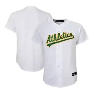 Camiseta de béisbol con el logotipo del equipo local de Atletismo de Oakland Quickdry blanco Camiseta de béisbol personalizable popular para jóvenes