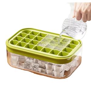 Hoge Capaciteit 56 Raster 28 Raster Zachte Siliconen Ijsblokjes Mallen Met Dekselpers Plastic Ijsmakerij Dozen Voor Huishoudelijke Koelkasten - Product Image 2