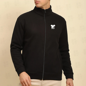 Sweat-shirt zippé pour homme de haute qualité, coupe classique, en polaire, décontracté, uni, avec logo brodé personnalisé, fermeture éclair intégrale, vente en gros - Product Image 4