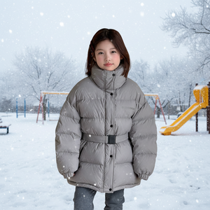 Manteau d'hiver chaud en duvet pour filles, décontracté, tissé, fermeture éclair régulière, 90% de duvet, coupe-vent, col montant uni, MeiXi - Product Image 1