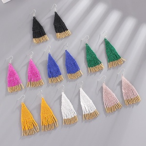 Anting-anting manik-manik kaca multiwarna keluaran baru Boho perhiasan rumbai warna-warni untuk wanita untuk pesta pernikahan tempat lilin mode - Product Image 6