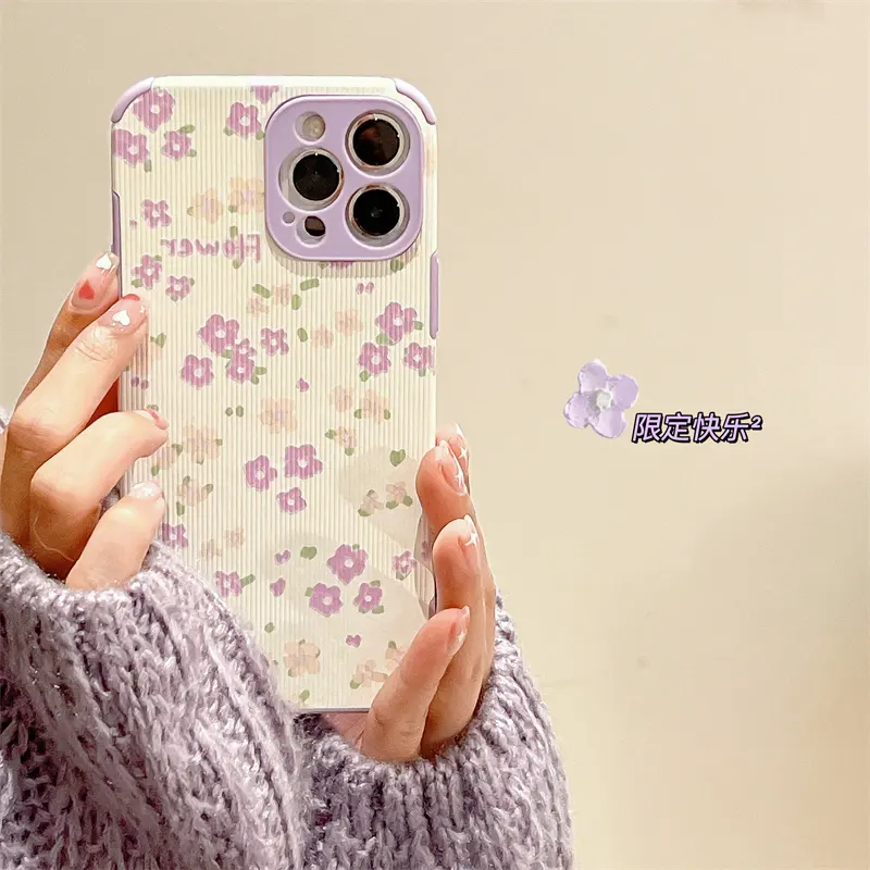 Grid Flower Tulip Dark Green Pattern For iphone 6 7 8 plus XS XR 11 12 13 PRO Max Soft TPU PU Protect Fully Cover Silicone Case
