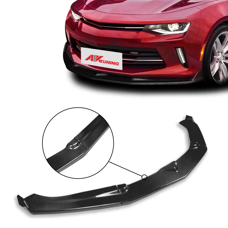 3 PCS Pintado Preto Olhar De Carbono do Amortecedor Dianteiro Lip Spoiler Inferior Protetor Labial para Chevy Camaro 2015-2017