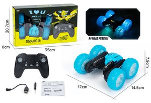 2,4G Flowering Dazzling Letter Led Light up Ruedas superiores e inferiores Control remoto de doble cara Escalada Stunt Toy Car 360 Flip - Product Image 6