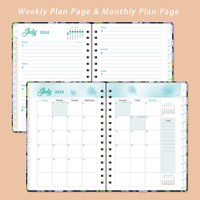 En gros 2025 Fleur Planificateur Livre Calendrier Journal Anglais Hebdomadaire Plan livre élastique de bobine livre