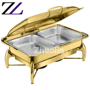 2024 party equipment cheffing 9L gold chaffing dishes buffet catering steel serving dish food warmer chafing dish in dubai