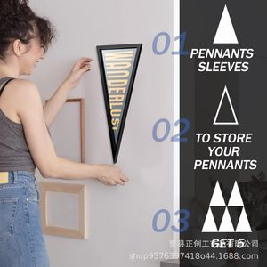 Wooden Triangular Flag <b>Frame</b> Wall <b>Mounted</b> Custom Shape Digital Printing Full Color Display Rack For Home Decor - Product Image 2