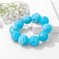 Bracelet extensible en perles rondes en acrylique couleur bonbon 20 mm, style années 70-80, en plastique élastique, pour femmes et hommes, bijoux de fête