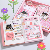 Kit de Scrapbooking con Temática de Gatos, Cuaderno A6 con Cuadrícula, Set de Papelería Kawaii, Suministros para Diario, Manualidades, Regalo para Niñas, Año Nuevo