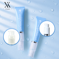 Factory Wholesale Custom 50ml Visible Plastic Airless Pump Tube Light Blue Silver Coated Middle Empty Oval Packaging for Lotion
