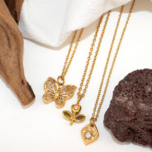 Collane alla Moda <span class=keywords><strong>con</strong></span> Ciondolo a Forma di Fiore, Stile Dolce e Grazioso, <span class=keywords><strong>Collana</strong></span> Zodiacale Placcata in Oro 18K PVD in Acciaio Inossidabile - Product Image 5