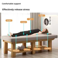Lit de massage thaïlandais en bois massif pour salon de spa, table de massage professionnelle en bois avec base en bois et matelas confortable