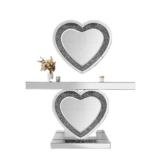 2022 Top Seller Heart LED Mirrored Console Table with Wall Mirror Set <strong>Crushed</strong> <strong>Diamond</strong> Mirrored <strong>Furniture</strong> Smart <strong>Furniture</strong> - Product Image 1