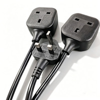 Rallonge électrique avec prise britannique BS1363, 250V 13A, 2 prises, cordon d'extension pour la maison, le bureau, l'équipement électrique, alimentation électrique