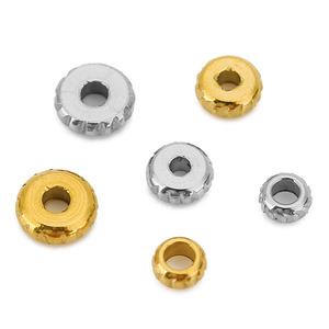 Perles entretoises à facettes 4mm 5mm 6mm |   Perles de positionnement plates en acier inoxydable plaqué or PVD à découpe engrenée pour la fabrication de bijoux DIY - Product Image 1