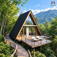 Offre Spéciale – Maisons Préfabriquées en Acier et Bois en Forme de A – Design Postmoderne Écologique – Chambre, Bureau, Appartement, Immeuble, Resort – Étanche