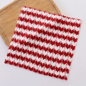 Serviette carrée en polaire corail To Heart, double usage humide/sec, torchon de cuisine imprimé en coton tricoté, vente en gros d'usine - Product Image 3