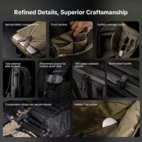35L Taktischer Leder-Kamerarucksack mit Reißverschluss, Wasserdicht, für DSLR/SLR/Spiegellose Kameras, 15,6-Zoll-Laptophülle, Stativfach