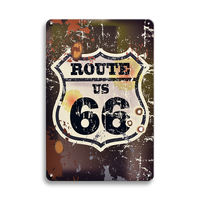 Placas Metálicas Vintage de la Ruta 66 al por Mayor, Letreros Retro de Metal para Garaje, Decoración de Pared para Cuarto de Hombre