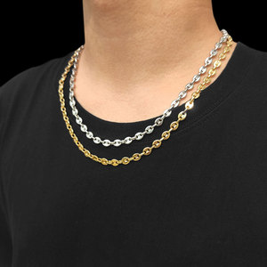 Collier <span class=keywords><strong>chaîne</strong></span> à maillons en forme <span class=keywords><strong>de</strong></span> grains <span class=keywords><strong>de</strong></span> <span class=keywords><strong>café</strong></span> en acier inoxydable plaqué <span class=keywords><strong>or</strong></span> 18 carats, bijoux hip-hop Nuoya, cadeau pour <span class=keywords><strong>homme</strong></span> - Product Image 4