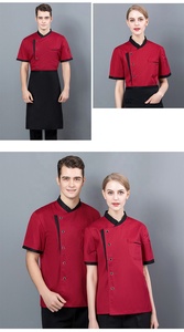 Sunyue-Veste de <span class=keywords><strong>chef</strong></span> unisexe en coton, blanc et noir, manteau de <span class=keywords><strong>chef</strong></span> de cuisine, court, mélange de coton, manteau de travail pour restaurant et bar - Product Image 6