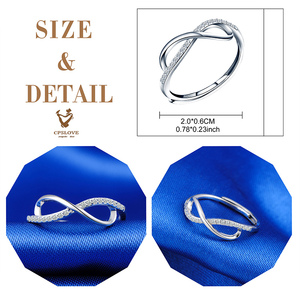 S925 Silver Simple Adjustable Rings Infinity Zircon Rings - Product Image 3