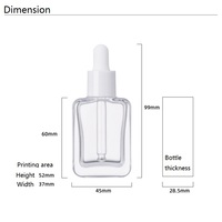 Kemasan perawatan kulit kosmetik 30ml persegi bening tepi melengkung botol tetes kaca Serum minyak esensial rambut mewah dengan tetes mata