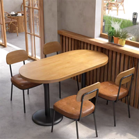Mobilier de café personnalisé, mobilier commercial moderne de luxe en bois et cuir, ensemble de tables et de chaises pour restaurant