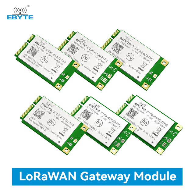 EBYTE ODM E106 Series LoRaWAN Gateway Module SX1302 SX1303 433/470/868/915MHz 27dBm RF Module SPI Mini PCIe Industrial PA LNA