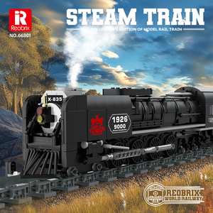 ชุดตัวต่อรถไฟไอน้ำ Reobrix 66801 สีดำ รถไฟบรรทุกหนัก พร้อมแผ่นพื้นหลังและป้ายชื่อ สำหรับนักสะสมผู้ใหญ่ - Product Image 2