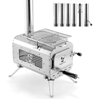 Camping En Acier Inoxydable Portable Pliant Extérieur Tente À Bois Réchaud Camping Grilles Tente Sauna Réchaud Avec Tuyau