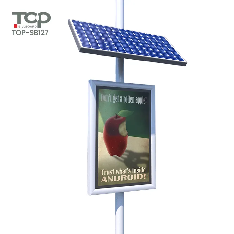 Outdoor Advertising Mupi Solar Powered Lamp Post Signage Roadside Light Box