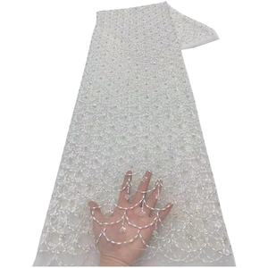 Tofine Latest French Lace Semi-<strong>circle</strong> Patterns <strong>Mesh</strong> Lace With Sequins Beads <strong>Fabrics</strong> for Party
