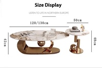 Dubai Design Table basse Villa haut de gamme Custom Hotel Home Table basse Mobilier Base boule argentée Table centrale