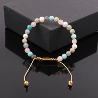 Bracelet en pierres précieuses pour femmes, nouveau design, micro pavé CZ, boule en pierre de larimar naturelle, perle d'eau douce, labradorite, macramé, JBS11096